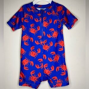 Old Navy Kids' Rash Guard with Red Crab Pattern. One piece 12-18M. SKU A15